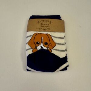 Navy & White Dog Print Pet Socks